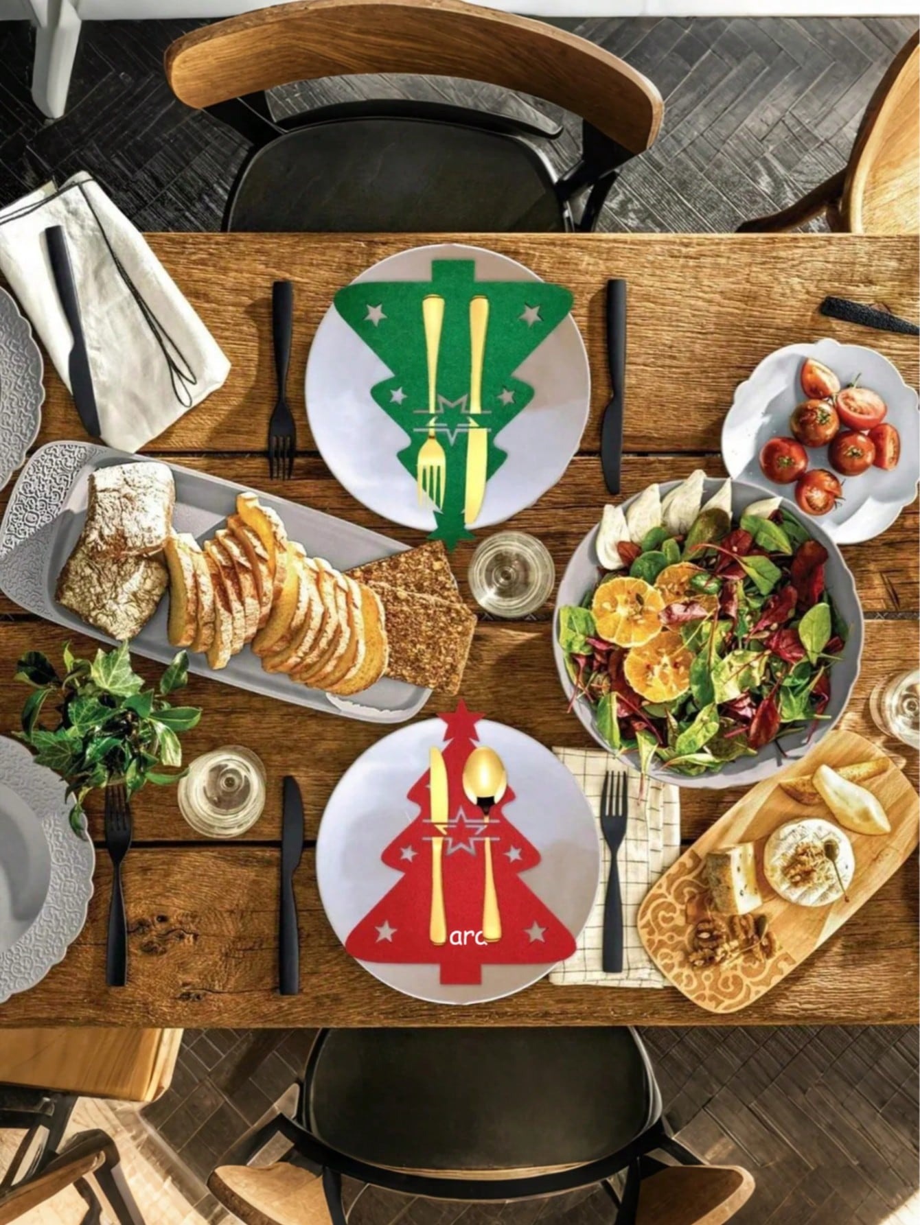 Customized Cutlery Storage Set, Personalized Cutlery Holder, Christmas Table Decorations